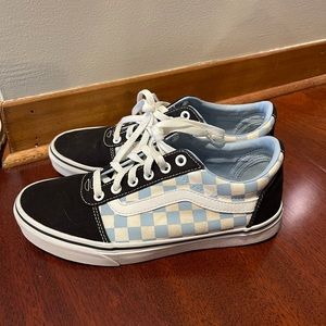 Blue checkerboard old school vans